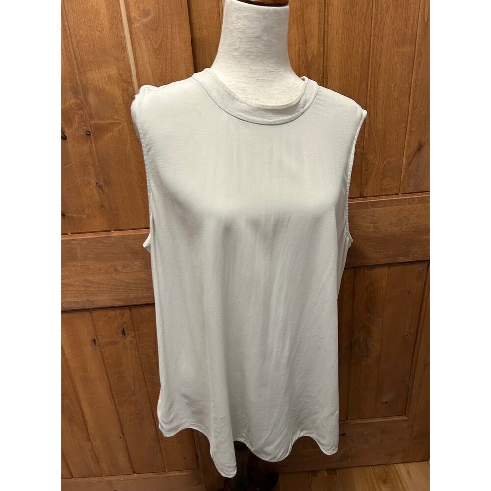 Eileen Fisher 100% Silk Mockneck Tank Size XL Quiet Luxury Minimalist